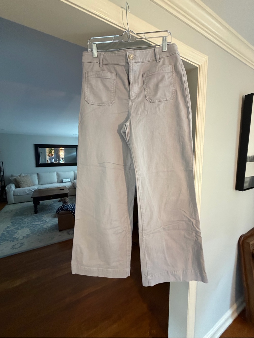 LOFT Women's Wide-Leg Pants in Light Blue Gray-Loft Palmer Pant